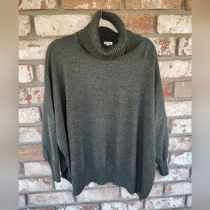 Mersea Women's Green Knit Boxy Catalina Turtleneck Sweater OS Casual Preppy